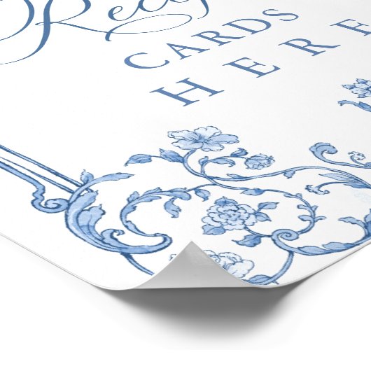 グレースビクトリアン華美フローラブルーレシピカード ポスター (角)