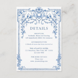 グレースビクトリアン華美フローラブルー結婚の詳細 エンクロージャーカード