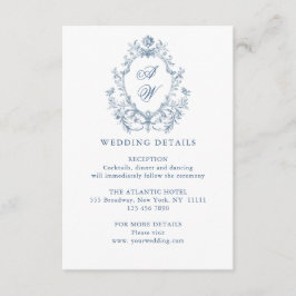 グレースビクトリアン華美フローラブルー結婚の詳細 エンクロージャーカード