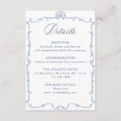 グレースビクトリアン華美フローラブルー結婚の詳細 エンクロージャーカード (正面)