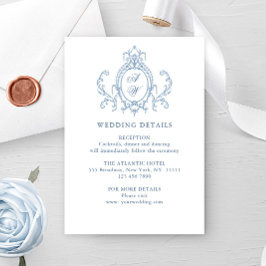 グレースビクトリアン華美フローラブルー結婚の詳細 エンクロージャーカード