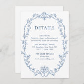 グレースビクトリアン華美フローラブルー結婚の詳細 エンクロージャーカード (正面/裏面)