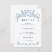 グレースビクトリアン華美フローラブルー結婚の詳細 エンクロージャーカード (正面/裏面)