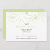 グレースフルグリーンポピーフローラブライダルシャワー招待状 招待状 (正面/裏面)