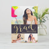 グレースフルグロー編集可能なカラーの卒業 招待状 (スタンド正面)