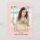 グレースフルスクリプト編集可能カラーサンキューカード サンキューカード (正面/裏面)