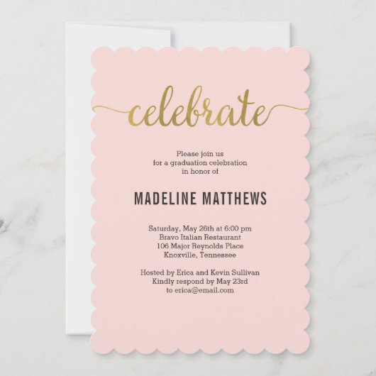 グレースフルスクリプト編集可能カラー卒業表 招待状 (裏面)