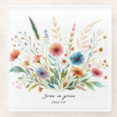 グレースフローラ ガラスコースター (正面)