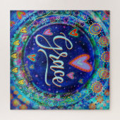 グレースブルーお洒落おもしろいインスピリシティジグソーパズル ジグソーパズル (横)