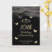 グレースプラッシュ金ゴールドグリッター蝶の記念日 カード (黄色い花)