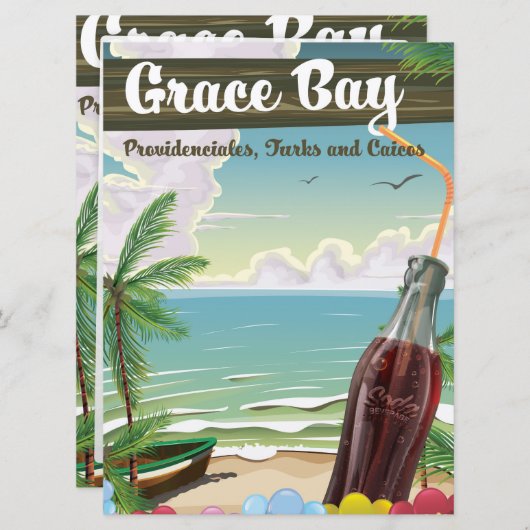 グレースベイ、プロビデンス諸島、タークス、カイコス旅行 招待状 (正面/裏面)