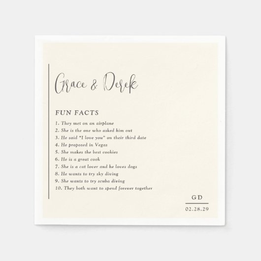 グレースモダンアイボリー結婚ズ スタンダードカクテルナプキン (正面)