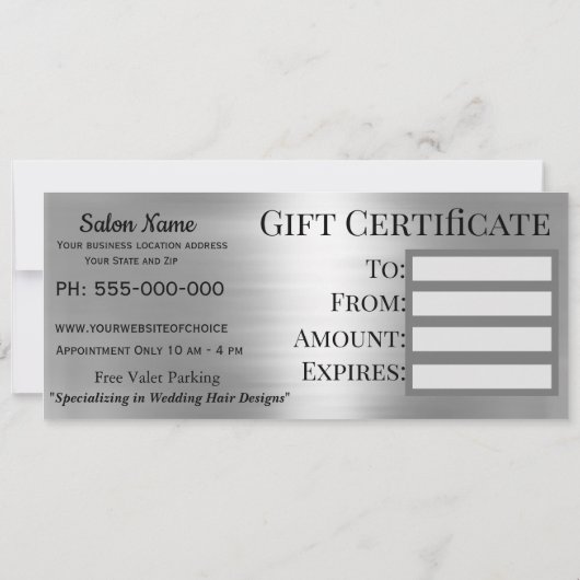 グレースモンローダブルシザーズギフト券 案内状 (裏面)