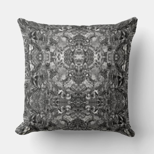 グレースモーキークォーツ、白黒グレーパターン クッション (正面)
