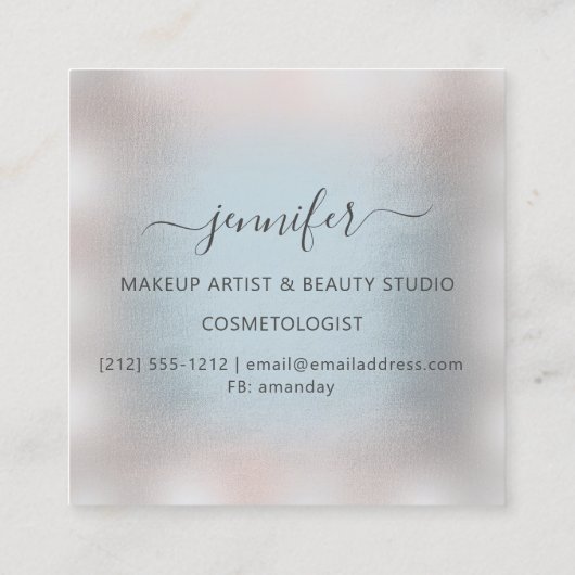 グレースモーキーブルーバラストライププロフェッショナルメイクアップ スクエア名刺 (裏面)