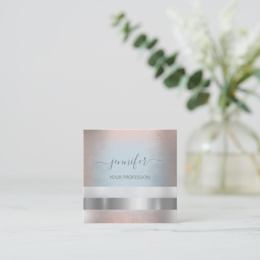 グレースモーキーブルーバラストライププロフェッショナル スクエア名刺 (スタンド正面)