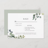 グレースユエレガントーカリプトゥスセージ結婚式RSVPカード 出欠カード (正面/裏面)