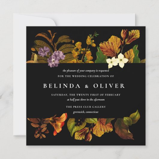 グレースヴィンテージダークスクエア結婚式招待状 招待状 (正面)