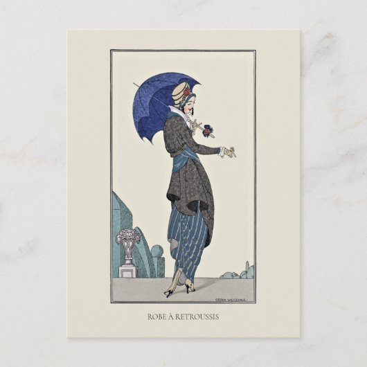グレースーツパラソルヴィンテージフランスのファッション ポストカード (正面)