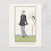グレースーツフランスのファッションプレートイラストレーション ポストカード (正面)