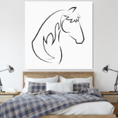 グレース威厳のある – ミニマリスト馬のラインアート キャンバスプリント (インサイチュ (寝室))