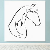 グレース威厳のある – ミニマリスト馬のラインアート キャンバスプリント (インサイチュ (ウッドフロア))