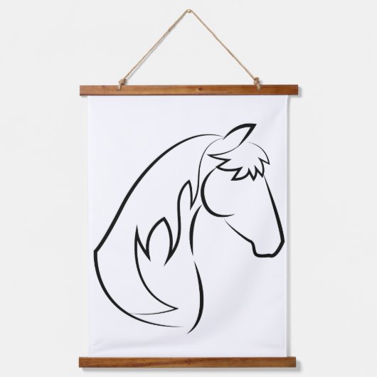 グレース威厳のある – ミニマリスト馬のラインアート 吊り下げ型タペストリー