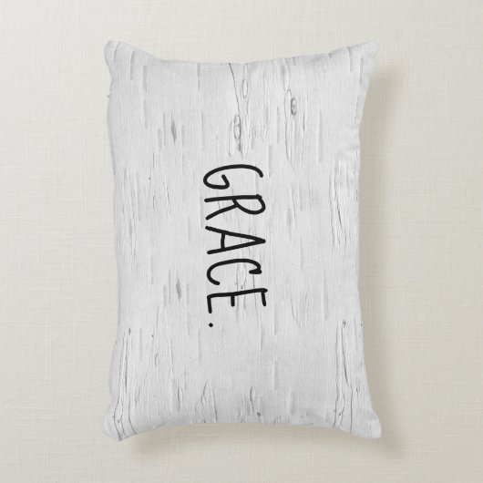 グレース文字オン樺の木ツリーアクセント枕 アクセントクッション (正面(垂直))