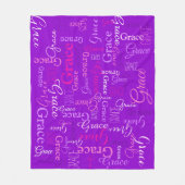 グレース短パーソナライズされた名パープルピンクの毛布 フリースブランケット (正面)