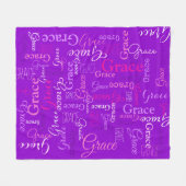 グレース短パーソナライズされた名パープルピンクの毛布 フリースブランケット (正面(横))