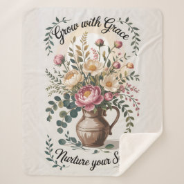 グレース花模様付き花瓶 シェルパブランケット