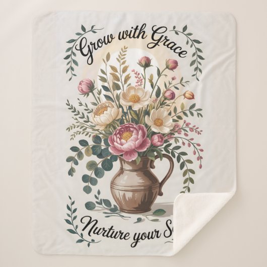 グレース花模様付き花瓶 シェルパブランケット (正面)