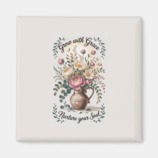 グレース花模様付き花瓶 マグネット (正面)