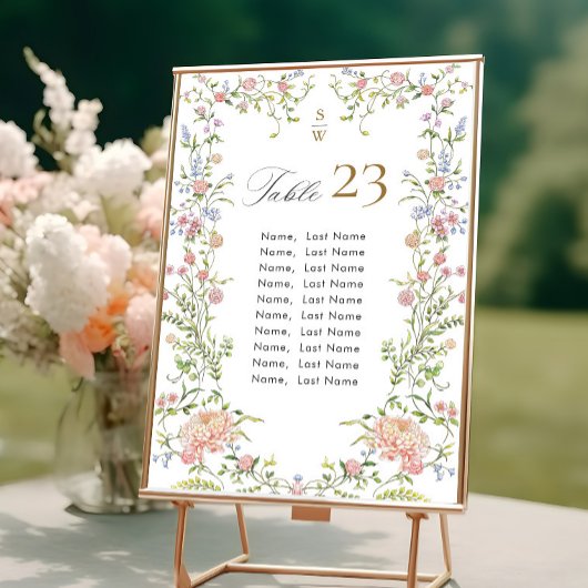 グレース華美パステル赤面フローラシーティングチャートカード 招待状