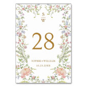 グレース華美パステル赤面フローラトイル結婚ズ テーブルナンバー (正面)