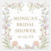 グレース華美パステル赤面フローラブライダルシャワー スクエアシール (正面)