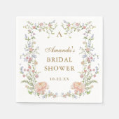 グレース華美パステル赤面フローラブライダルシャワー スタンダードカクテルナプキン (正面)