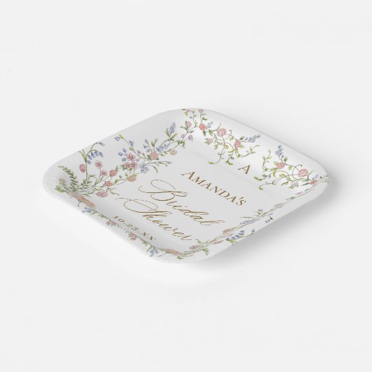 グレース華美パステル赤面フローラブライダルシャワー ペーパープレート (傾斜あり)