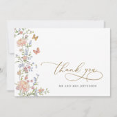 グレース華美パステル赤面フローラ結婚ズサンキュー サンキューカード (正面)