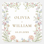 グレース華美パステル赤面フローラ結婚ズ スクエアシール (正面)