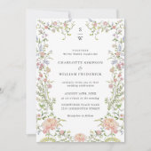 グレース華美パステル赤面フローラ結婚ズ 招待状 (正面)