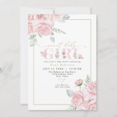 グレース赤面フローラスイートベビーガールベビーシャワー 招待状 (正面)