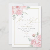 グレース赤面フローラ金ゴールド女の子ベビーシャワー 招待状 (正面)