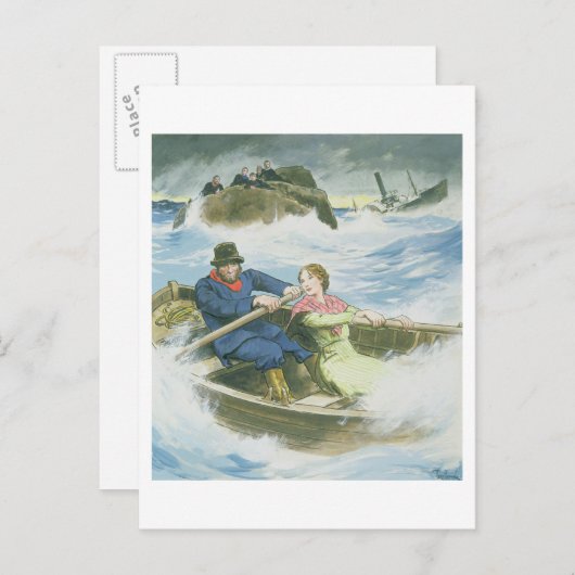 グレース・ダーリング(1815-41)と彼女の父親は蘇を救った ポストカード (正面/裏面)