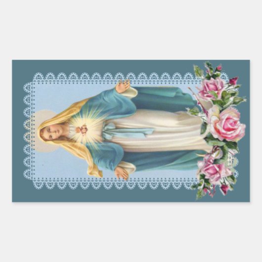 グレース・ピンク・ローゼスの我々の女性 長方形シール (正面)