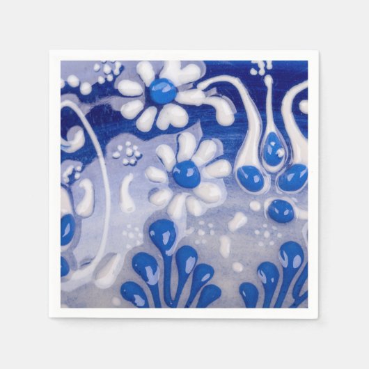 グレーズポットセラミックパターンのクローズアップ スタンダードカクテルナプキン (正面)