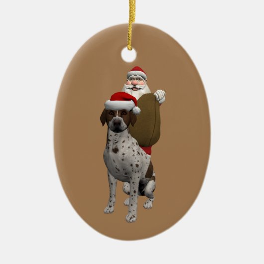 グレーセッター付きクリスマスのお父さん セラミックオーナメント (正面)