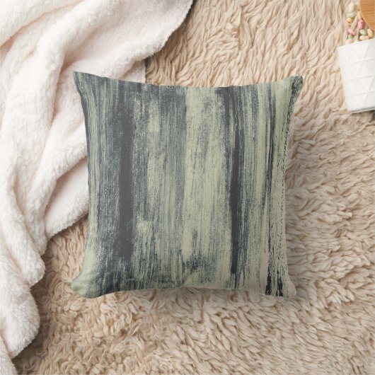 グレーセージとベージュの芸術的抽象芸術ブラシストローク クッション (ブランケット)