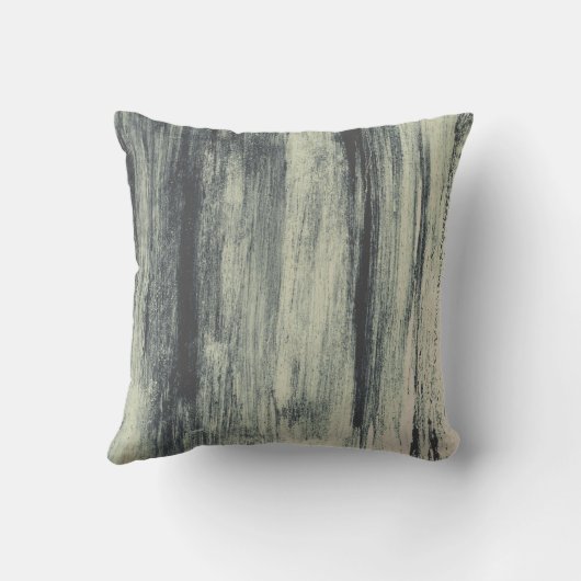 グレーセージとベージュの芸術的抽象芸術ブラシストローク クッション (裏面)