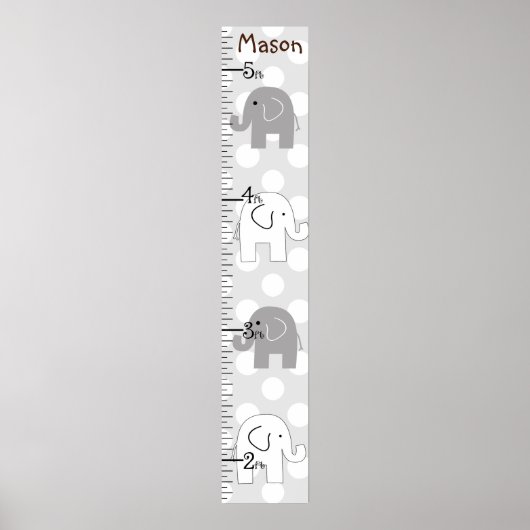 グレーゾウの成長チャート任意の色の背景! ポスター (正面)